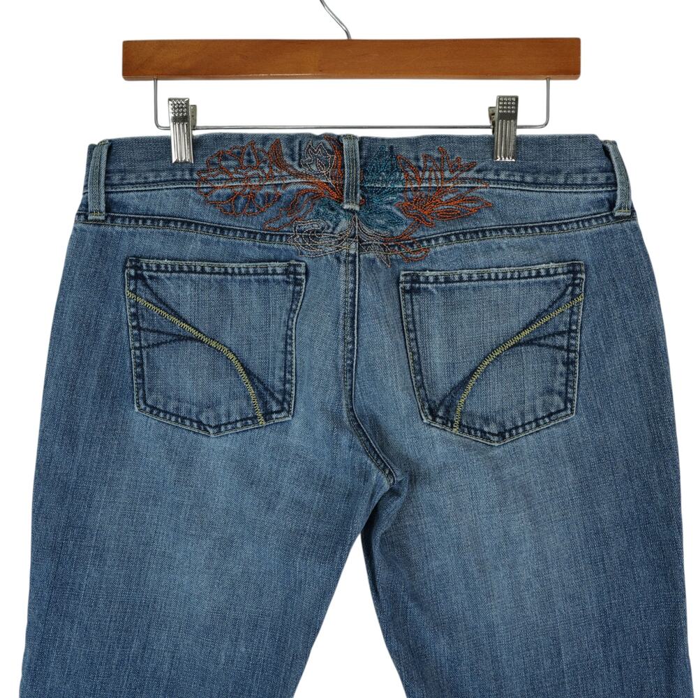 Vintage 90s Old Navy Jeans Womens 8 Regular Blue Bootcut Tramp‎ Stamp Distressed